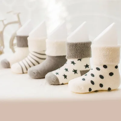 KiDaDndy/носки для новорожденных 0-3 лет, 5 пар в упаковке, хлопковые носки для малышей, утепленные детские носки, LCH106 - Цвет: as photo