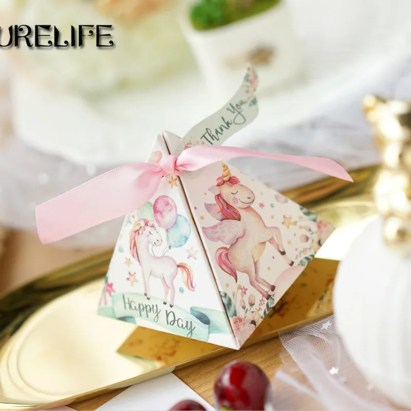 

100 шт., Подарочная коробка для конфет с единорогом