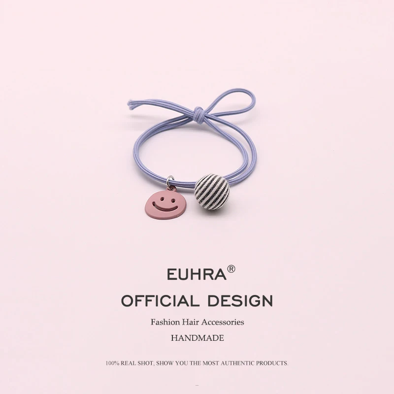 Эластичная полосатая повязка для волос EUHRA с улыбающимся лицом и маленьким