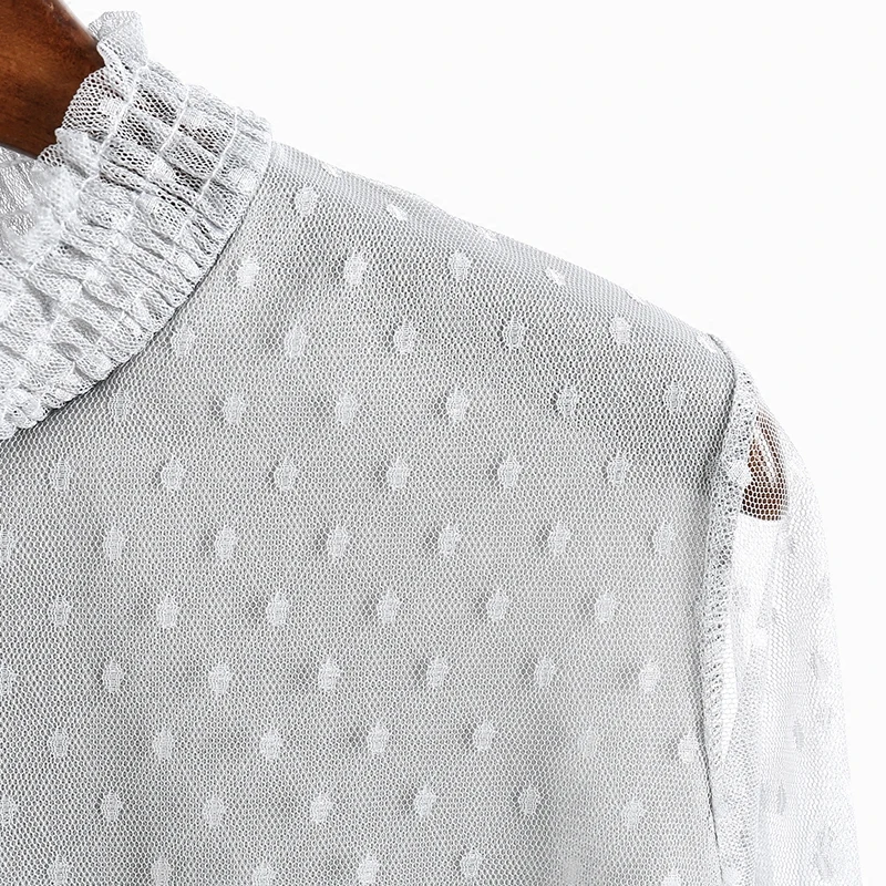 Женское летнее кружевное бальное платье в горошек с расклешенными