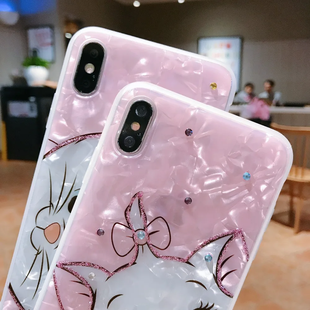 Мягкий чехол для телефона с блестками и бриллиантами Marie Cat для iphone6, 6s, 7, 8 plus, X, XR, XS, MAX, милый чехол с рисунком для девочек, высококачественный чехол