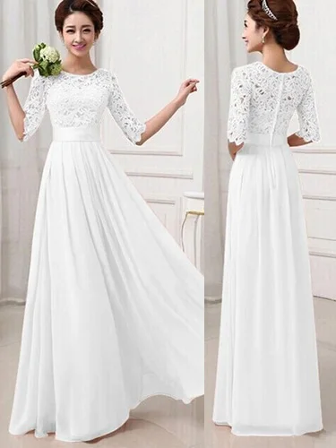 Длинные белые кружевные чайные платья женские с коротким рукавом Edwardian inspired maxi