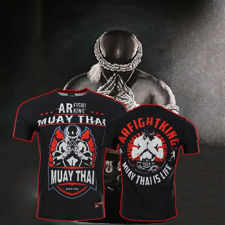 ROLLHO Рашгард MMA Muay Thai T костюм футболка с шортами с принтом эластичное сжатие BJJ MMA короткие боксерские Джерси Фитнес, тренажерный зал