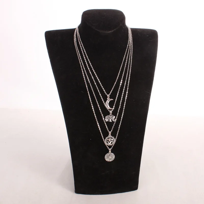 Новое Женское многослойное ожерелье с подвеской Boho Elephant Chain эффектное готическое