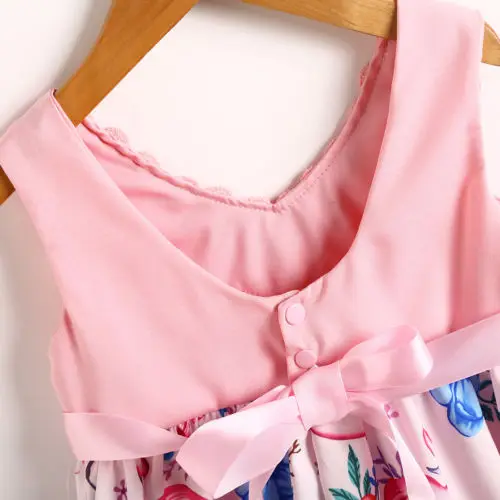 New 2020 Cute Kids Baby Girls Toddler Dress Flamingo Lace Floral Casual Party Dresses Sundress Clothes Outfit | Детская одежда и