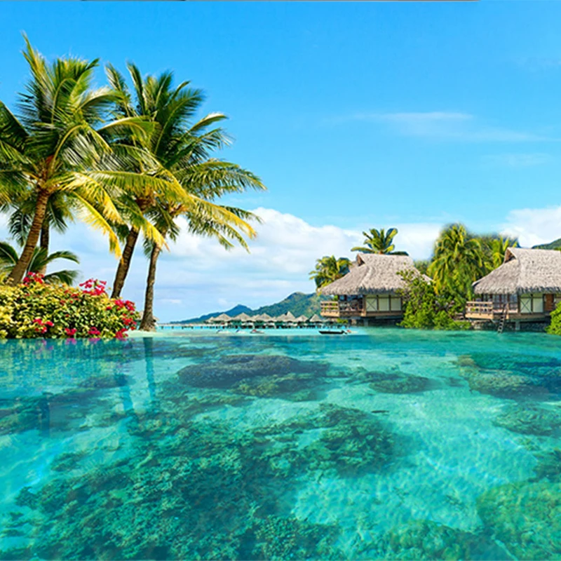 HD Maldives вид на море фотообои пространственное расширение личности Настенные обои гостиная отель Papel де Parede