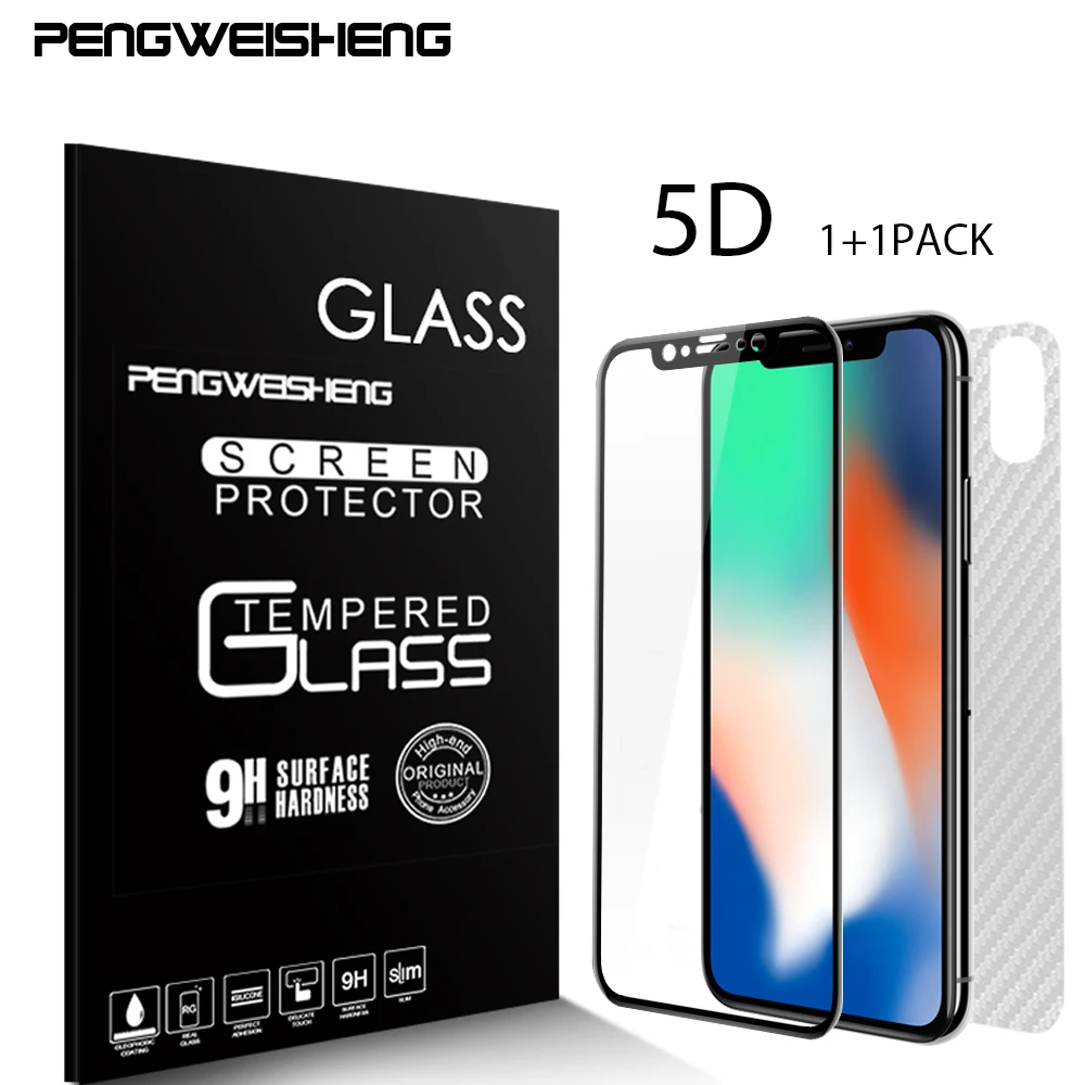 1 + всего тела пленка закаленное Стекло для iPhone X 5D передняя крышка Back протектор