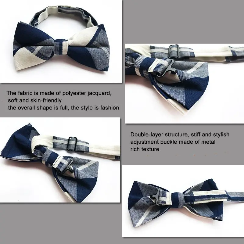 

2018 Men's Cotton Plaid Bow Tie and Pocket Square Towel Suits Handkerchief Formal Business Pocket Square Towel Cravat Set