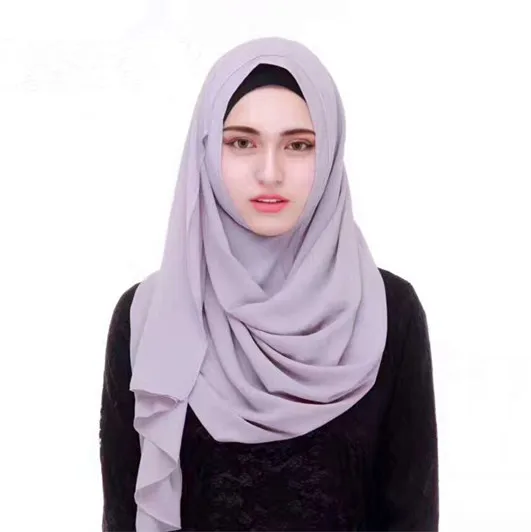 Последние толстый пузырь шифон мгновенный хиджаб платок шарф мусульманский