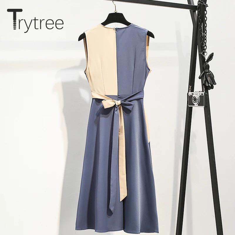 Trytree 2019 летнее Повседневное платье для женщин с v образным вырезом без рукавов