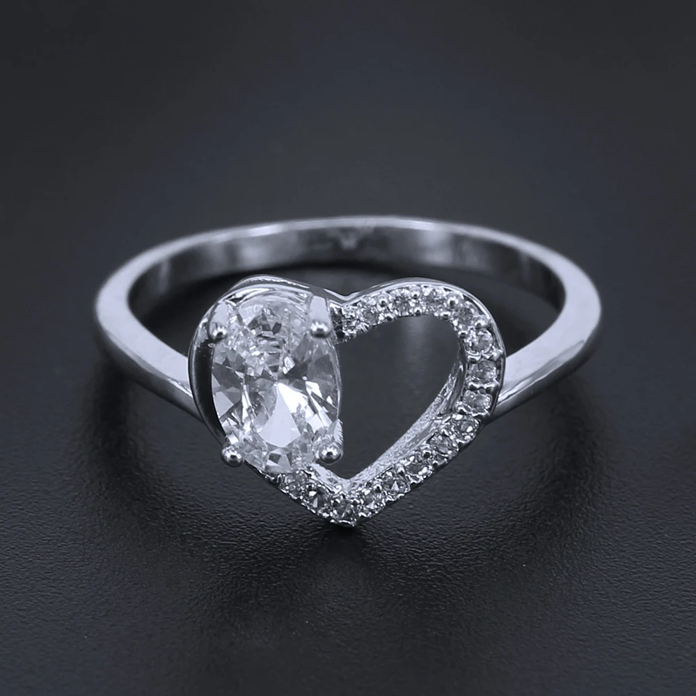 2017 кольцо с сердцем проложенные тонкие Кристальные кольца набор овал куб