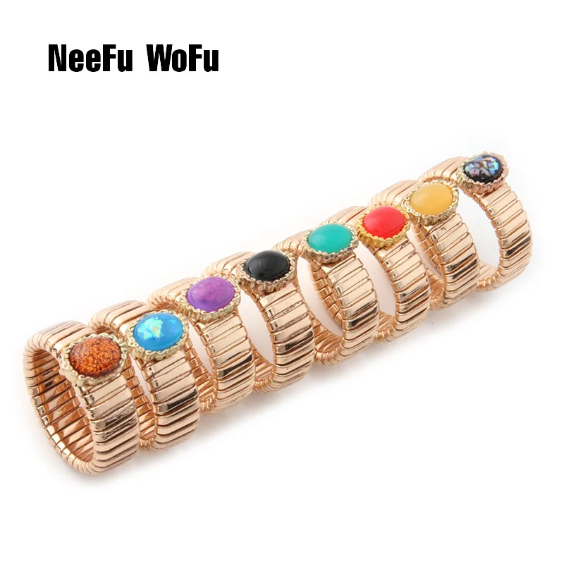 NeeFuWoFu 12 мм пружинная цепь браслет из меди и натурального камня богемный оптовая