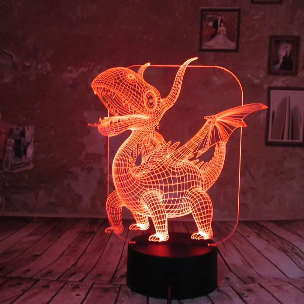 Ночные светильники для детей динозавр 3D ночник прикроватная лампа 7 видов цветов