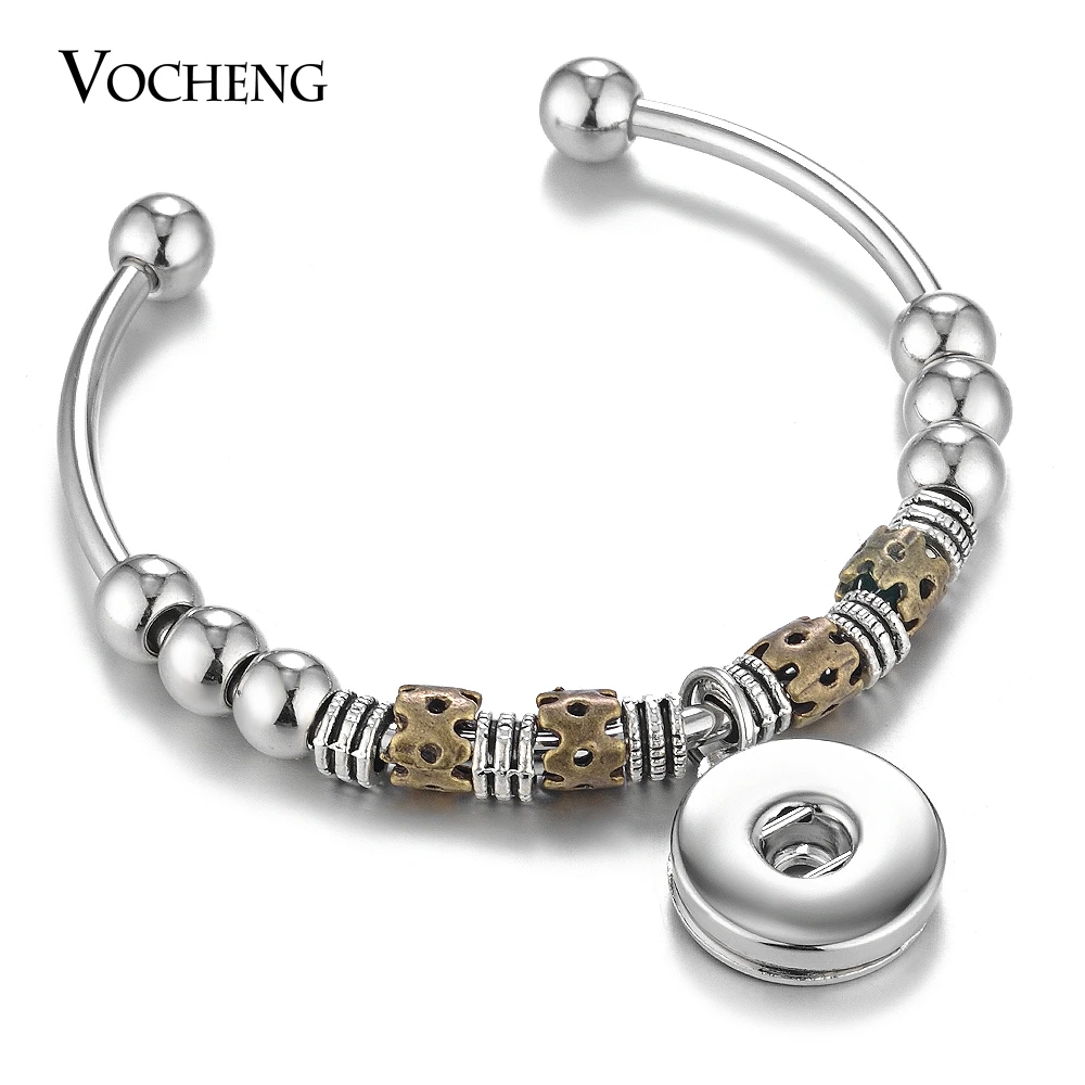 

10PCS/Lot Wholesale Vocheng Ginger Snap Button Jewelry 18mm Pendant Metal Round Beads Bangle NN-537*10