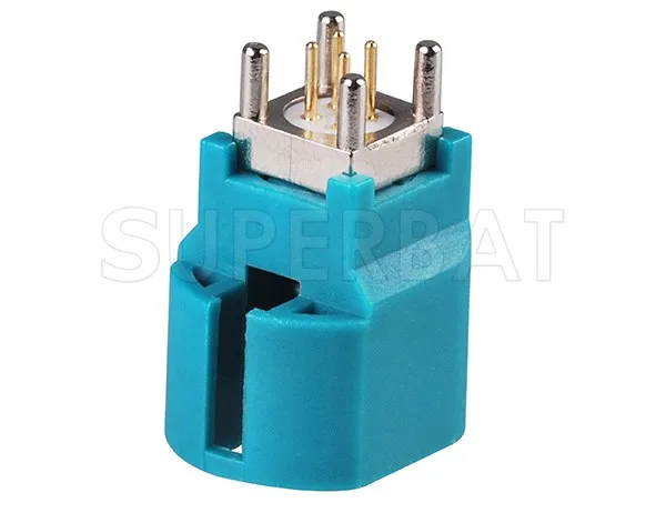 Superbat RF коаксиальный разъем Fakra HSD Z WaterBlue/5021 разъем Женский 4Pin прямые вертикальные для LDVS Dacar 535 4 жильный кабель