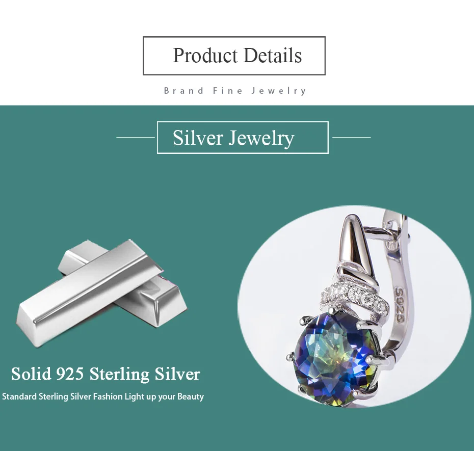 Kuolit 4.7ct натуральный Blueish Мистический Кварц, клипсы для женщин, 925 пробы, серебро, драгоценный камень, хорошее ювелирное изделие, подарок на помолвку