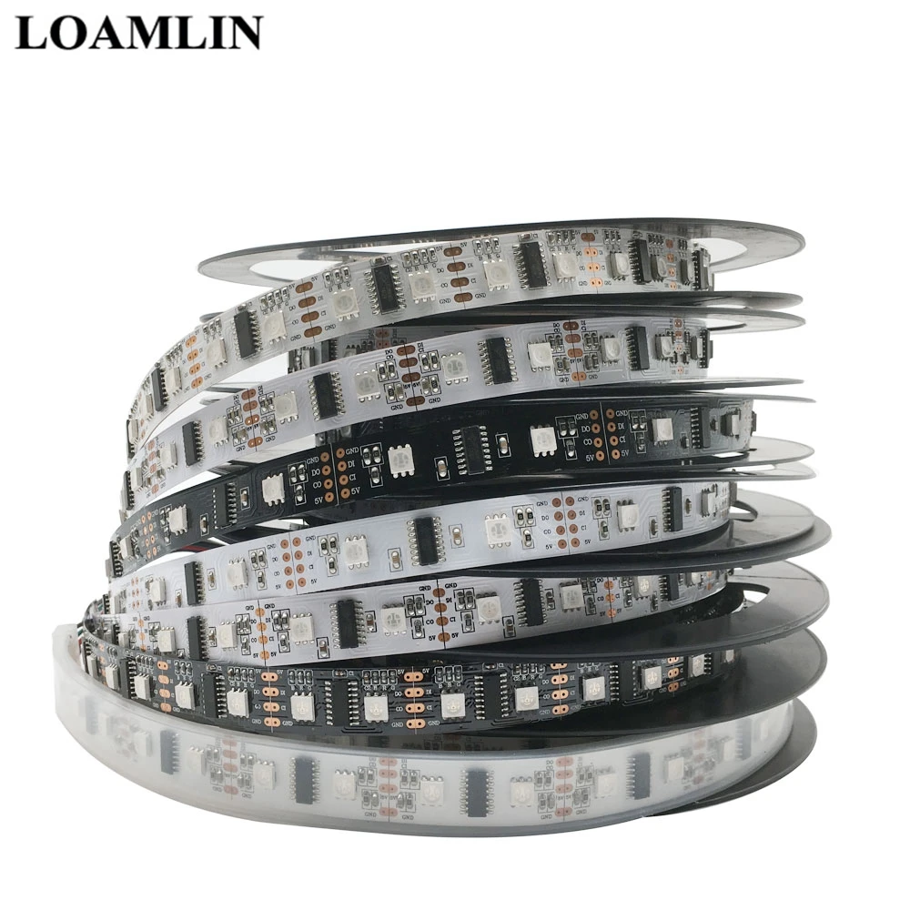 Светодиодная Пиксельная лента LPD8806 5050 RGB DC5V 32/48 Светодиодный 52/60Led s/m 1 м/5 м (1 чип IC 2)