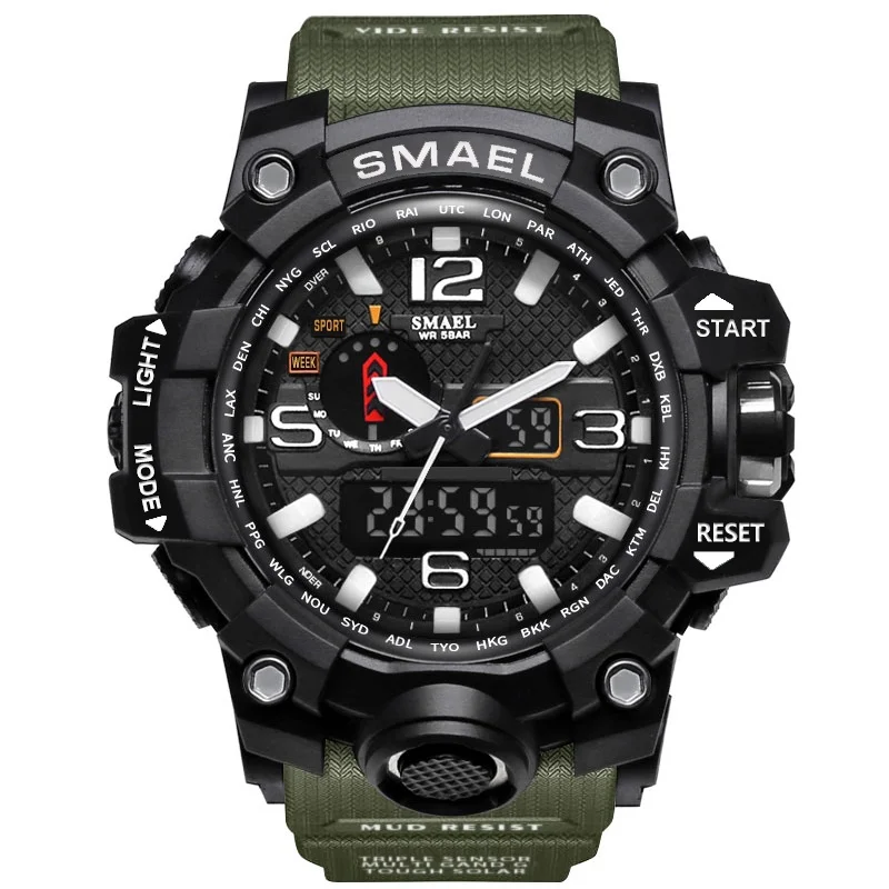Army Green SMAEL многофункциональные электронные мужские часы G Sport Military s Shock светодиодный цифровой наручные часы для мужчин Reloj Hombre Saat Erkekler - Цвет: Army Green