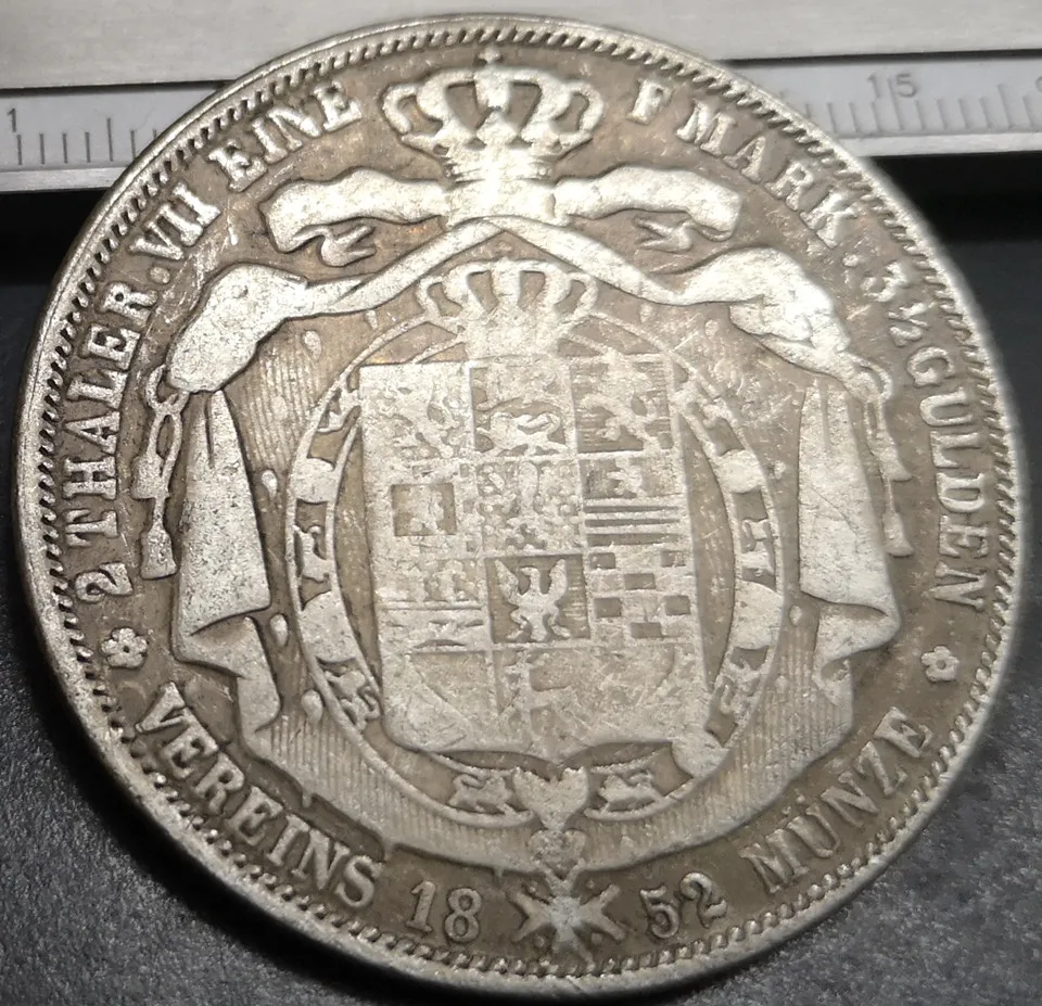 1852 B Германия (владевик Wolfenbuttel) 2 thaler Вильгельм копия серебряной