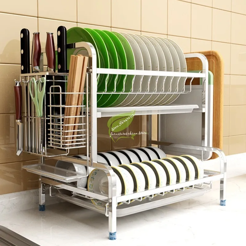

Best Quality Sink Drying Rack High Capacity Kitchen Organizer Shelf Sponge Dishes Holder Dinnerware Drying Rack Storage Shelf