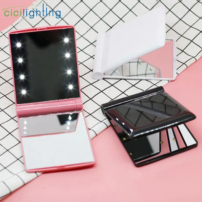 Портативный светодиодный светильник, косметическое зеркало, косметический светильник, компактный косметический карманный зеркальный Косметический Складной СВЕТОДИОДНЫЙ зеркальный светильник