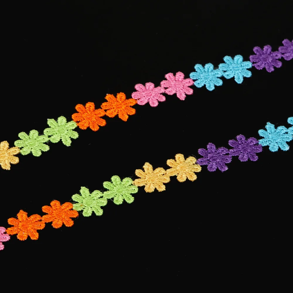Новинка 2 ярда цветные Изящные цветы ромашки полиэфирная кружевная отделка