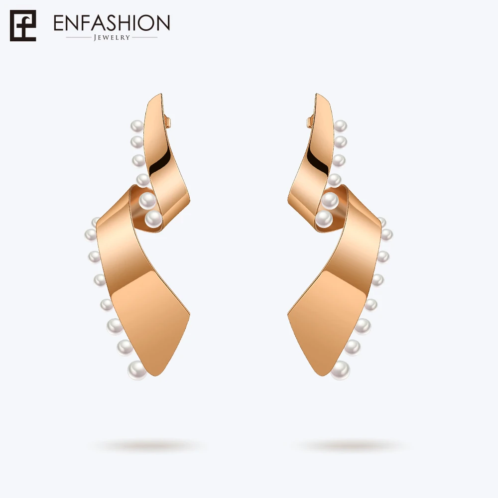 Enfashion, жемчужные кружевные серьги для женщин, модное ювелирное изделие, длинные серьги, большие серьги, Букле д 'ореиль, Femme EFJ181057 - Окраска металла: Rose gold color
