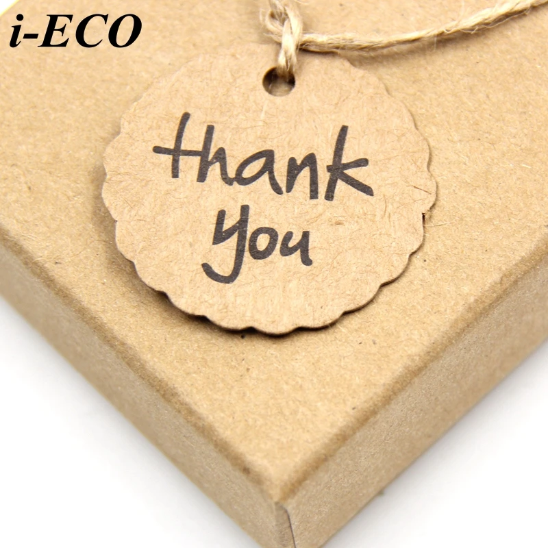 100PCS Thank You Kraft Paper Hang Tag With Jute Rope For Wedding Party Accessories Christmas DIY Gift /Cake /Candy Decoration | Дом и сад