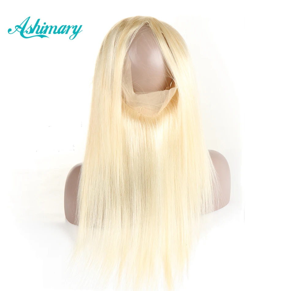 Ashimary 360 Кружева Фронтальная Прямо бразильский волос Remy 613 блондинка фронтальные