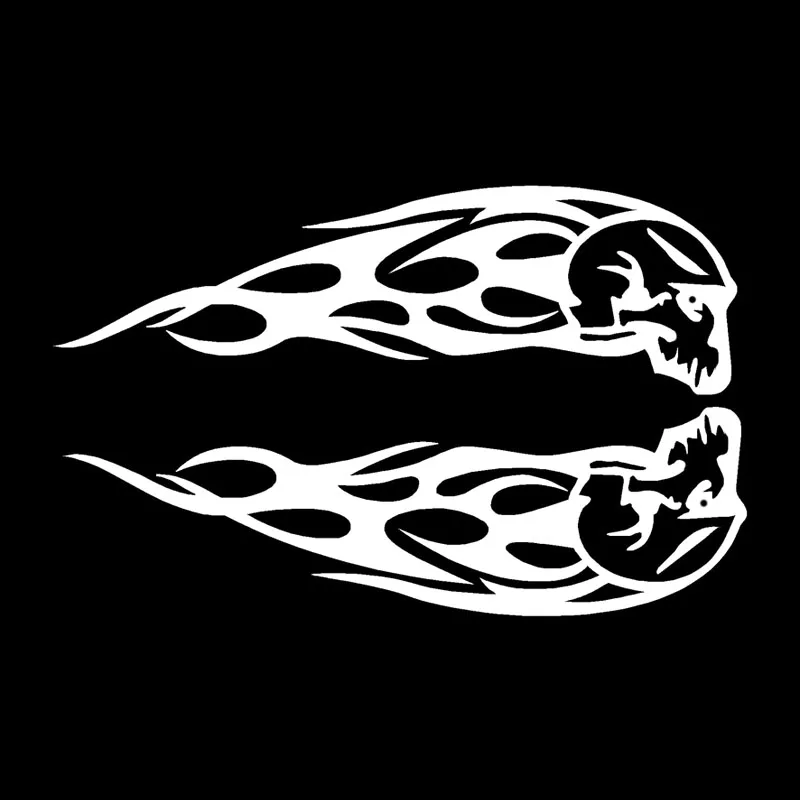 QYPF 17.8CM*11.1CM Interesting Lovely The Flame Skull Graphic Car Sticker Black/Silver Vinyl Decoration S9-2128 | Автомобили и