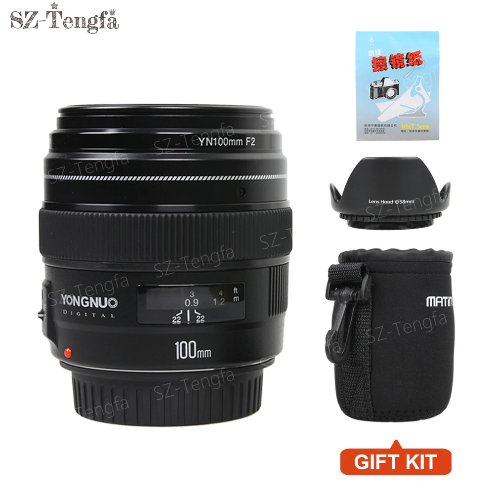 Новый Yongnuo YN100mm F2 Средний телеобъектив для Canon EOS Rebel камера AF MF 5D IV 1300D T6 760D 750D 1D 5DS R |