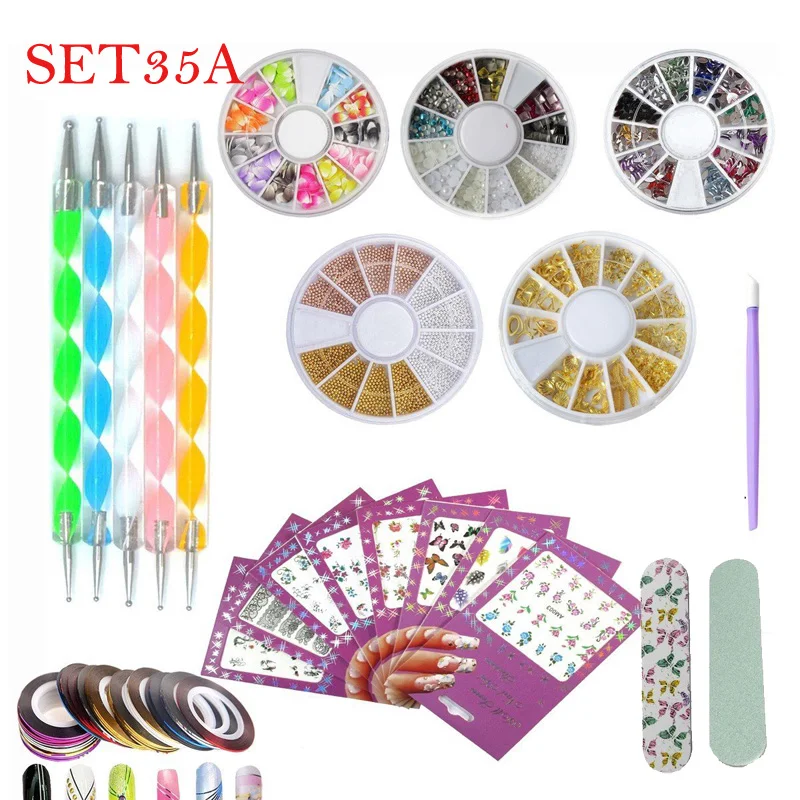 Набор для украшения ногтей Addfavor Стразы блестящая перламутровая лента линия