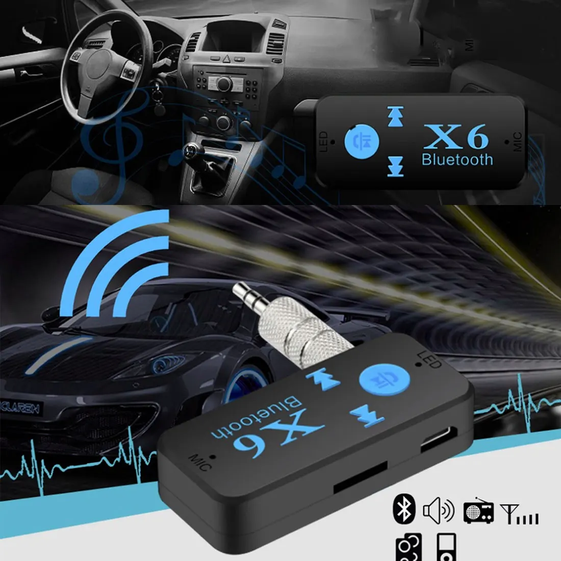 Marsnaska черный 3,5 мм разъем Aux Bluetooth 4,1 Беспроводной USB приемник громкой связи Bluetooth аудио адаптер