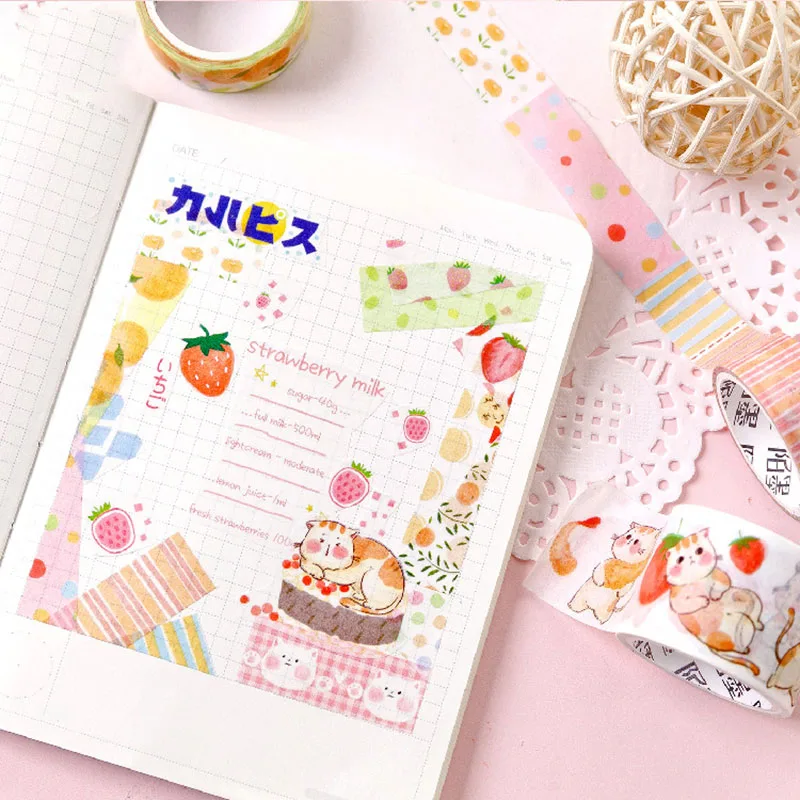 1 шт. Kawaii фруктовая васи лента милый напиток маскирующая декоративная клейкая для