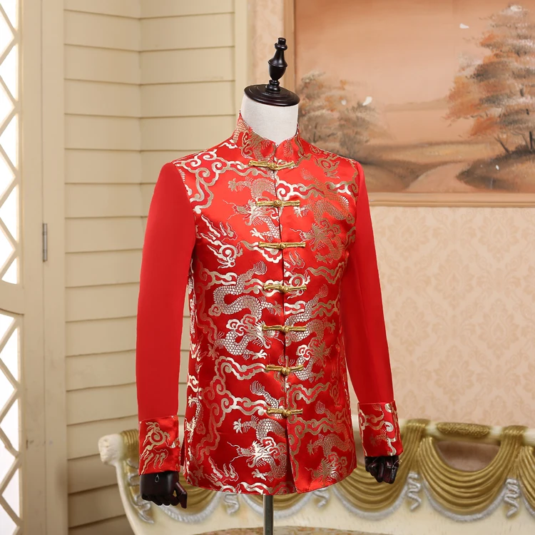 PYJTRL китайская туника воротник костюм куртка свадебный красный для выступлений