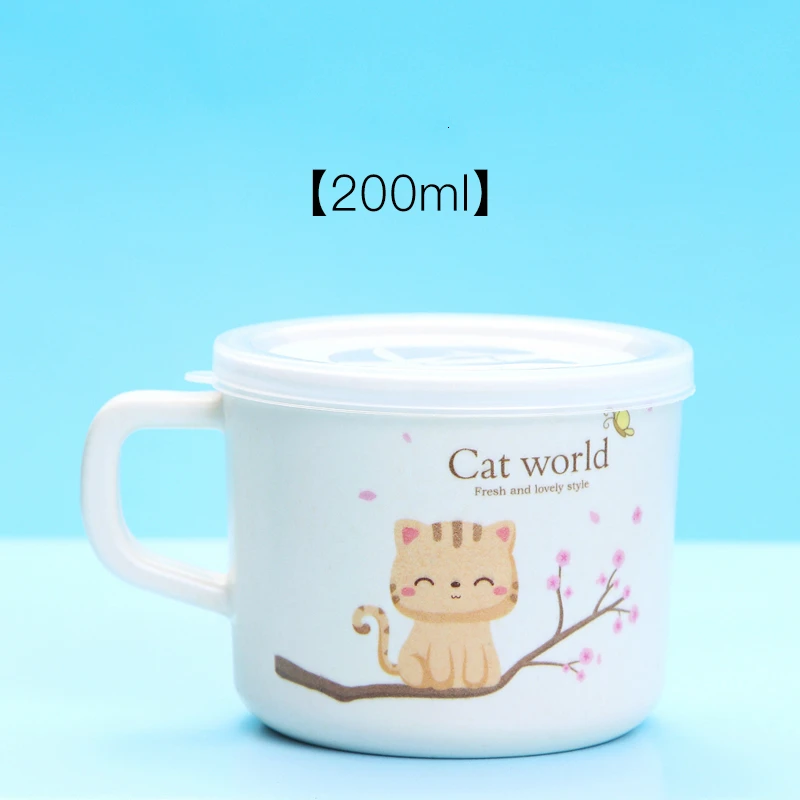 Cat World Прекрасный мультфильм животных дети воды Кубок защита падения Небьющийся безопасность бамбуковое волокно дети ребенок Молоко Фруктовый сок кружка - Цвет: Cat World