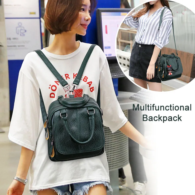 Brand Women Leather Backpack Famous Designer Multifunction Backpacks Girls Shoulder Bag For Female Rucksack mochila mujer XA478H