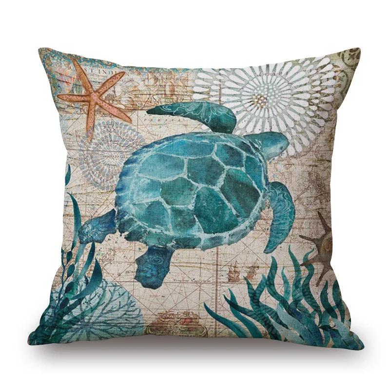 Наволочки с рисунком морских лошадей осьминогов черепашек|cushion cover|cushion cover