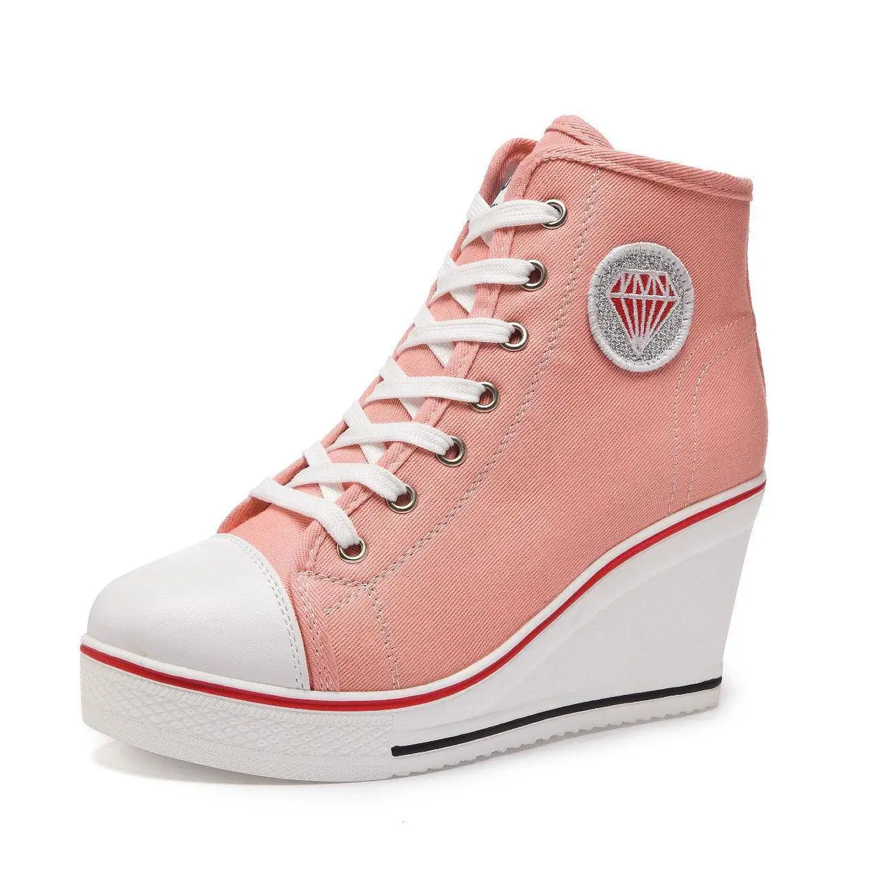 Новинка стильная парусиновая обувь для отдыха на танкетке женская высоком