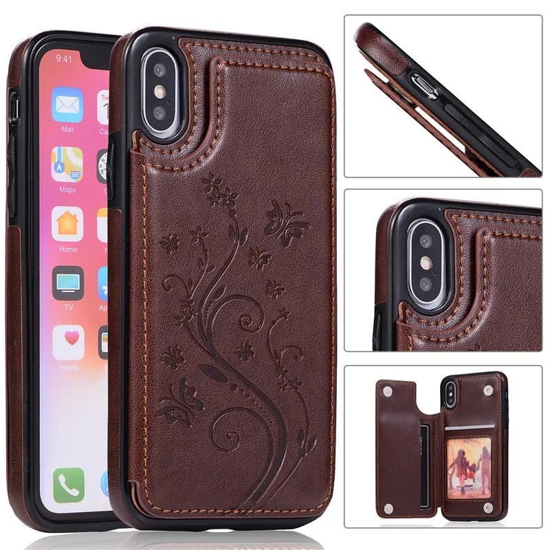 Tikitaka Butterfly Pattern Wallet Case For iPhone 7 8 Plus XR XS Max Magnet Leather Flip Cases For iPhoneX 7Plus 6 6S Plus Cover
