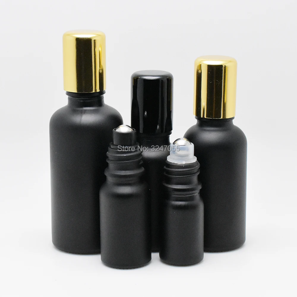 5ml10ml15ml20ml30ml50ml100ml матовый черный стеклянный косметический рулон на бутылку с
