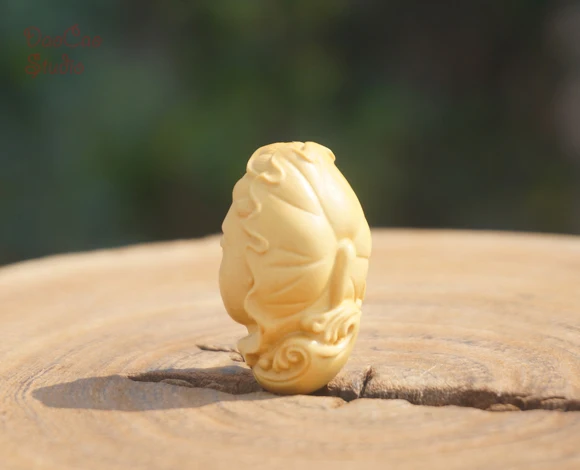 Natural Boxwood Carved Guanyin Bodhisattva Lotus Pendant Tiny Charms Mala Japa Beads Bracelet Jewellry Findings DIY Accessories | Украшения