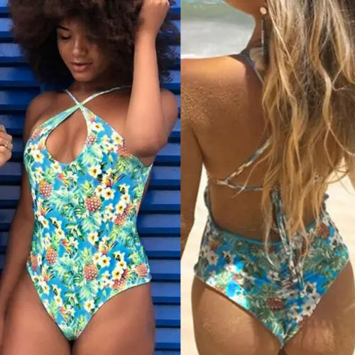 2019 Summer Women Swimming Costume Padded Swimsuits Monokini Floral Print One Piece Swimwear Bikini | Спорт и развлечения