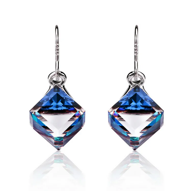 Warme Farben серьги из серебра 925 пробы с кристаллами Swarovski, висячие серьги с квадратным кубом, хорошее ювелирное изделие, подарок для девушек