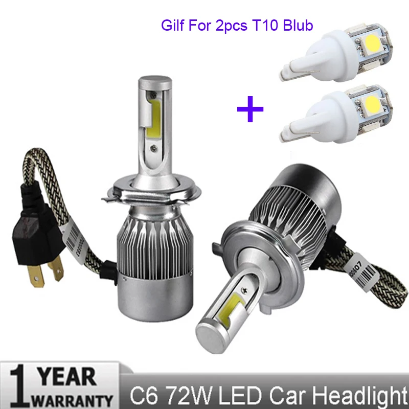 

2pcs Car Headlights 72W 7600LM Led Light Bulbs H1 H3 H7 9005 9006 H11 H4 H13 9004 9007 Automobiles Headlamp+2pcs Blub