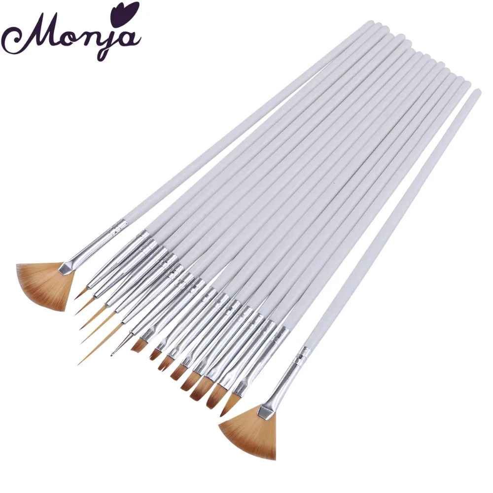 Monja 16 шт./компл. дизайн ногтей полосы линий лайнер живопись кисти акриловый жидкий