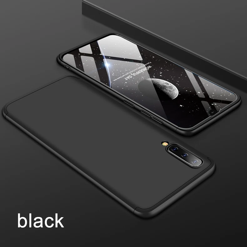 black 360 чехол роскошный защитный чехол для samsung Galaxy M10 M20 M30 A10 A30 A50 A40 A70 A20 A60 Жесткий Бампер Чехол чехол для телефона - Цвет: black