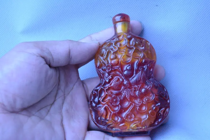 

Collection old carved amber snuff bottle,gourd, best adornment & collection, free shipping