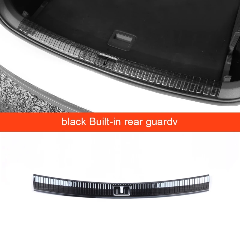 black 1pcs Для Tiguan второго поколения нержавеющая сталь автомобиля задний багажник защита крышка отделка автомобиля задний бампер крышка багажника - Цвет: black 1pcs