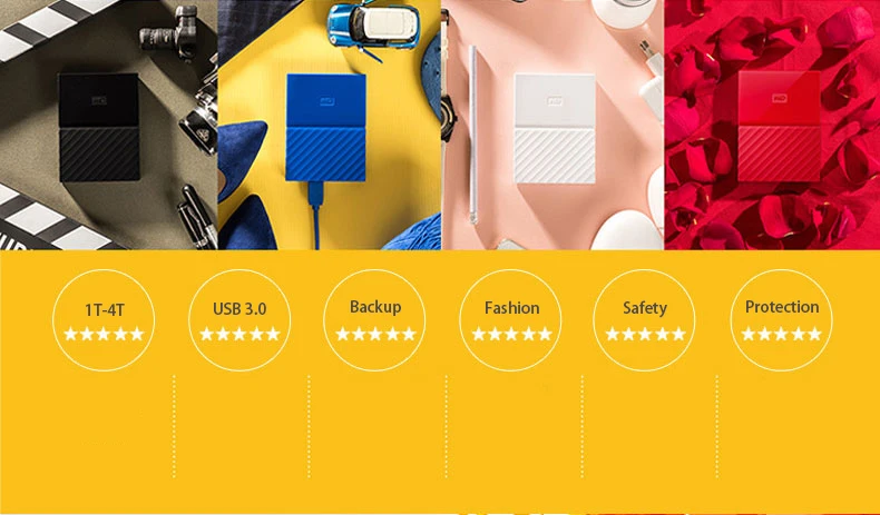 WD My Passport внешний жесткий диск USB 3,0 1 ТБ 1 T 2 T Портативный шифрование жесткого диска устройства для хранения SATA 3 для Windows Mac